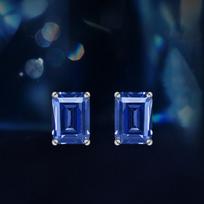 Tanzanite Stud Auskarai Papuošalai Moteriški sidabriniai stačiakampiai auskarai violetinė
