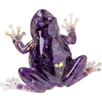 Natural Crystal Gravel Resin Frog Figurines - Healing Zen Decor for Fishbowl, Aquarium & Home, Handmade Frog Statues Collection, Spiritual Gift violetinė
