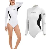 Super Elastic CR 2.5mm Neoprene One Piece Bikini Wetsuit Women Long Sleeve Diving Suit Sun-proof Surfing Snorkeling Swimwear S balta