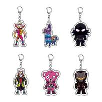 6Pcs Fortnite Popular Cartoon Game Acrylic Double-sided Key Ring Backpack Decoration Accessories Neutral Party gifts Premium Quality gray