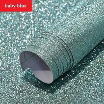 Blizgus, žvilgantis audinio lipdukas tapetai, nuimamas kontaktinis popierius spintelėms, lipnus miegamojo sienoms, stalčiams, lentynoms, pasidaryk pats (baby blue,40 cm (W) x 1 M (L)) kūdikio mėlyna spalva