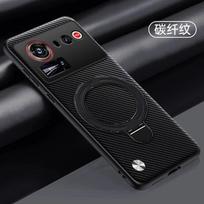 Dėklas su magnetiniu besisukančiu laikikliu, skirtas Nubia Z80 Ultra, ZTE Nubia Z70Ultra, anglies pluošto, PU odos, matinės, smūgiams atsparios dangtelis For Nubia Z80 Ultra