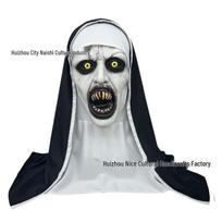 Latex Grandma Bald Man Nun Halloween Mask with Fangs