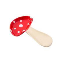Cartoon Ceramic Mushroom Spoon Rest Heat Resistant Non-slip Bottom Ladle Holder Glazed Porcelain Spatula Rest Easy To Clean