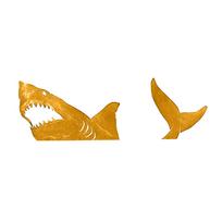 Metal Shark Garden Stake Outdoor Ground Decoration Two Piece Set Shark Head and Tail for Yard Lawn Pathway Ornament