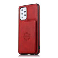 Magnetic Leather Case for Galaxy S25 S24 Ultra S23 Plus S22 S21 FE A55 A35 A15 A06 A16 A54 A24 A14 Cover Card Holder Stand Coque for Galaxy S25Plus raudona