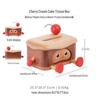 Cherry Cream Cake Tissue Box & Tablet Stand - Solid Wood, Cute Design, Perfect for Weddings or Housewarming Gifts!