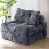 Sulankstama transformuojama sofa-lova su pagalve, čiužiniu su atrama nugarai, nešiojama ir patogi poilsio lova svetainei, pilka
