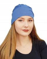 Turban Jasmina Z Bambusa Niebieski Czapka Bez Wzoru Także Po Chemioterapii