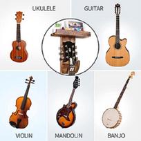 Sieninis gitaros laikiklis su lentyna, plektrų laikiklis, medinis pakabinamas laikiklis