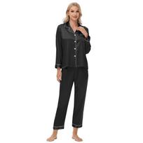 Ice Silk Women's Two-piece Suit Long-sleeved Silk Large Size Ladies' Home Clothes L juoda