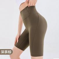 Sports shorts yoga pants 2025 lycra nude feeling no embarrassment line high waist hip lift exercise five points running fitness cycling shorts women S