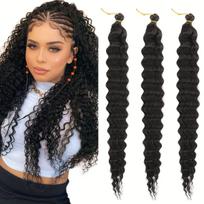 Trendy  Ocean Wave nėrimo plaukų priauginimas moterims - 22  Soft Ombre Water Wave, sintetiniai garbanoti pinti plaukai