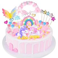 Rainbow Unicorn Birthday Cake Toppers, 26 Count rožinė