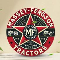 Massey Ferguson Traktoriaus Metalo Ženklas Vintažinis Ūkio Dekoras 8x8 Coliai Retro Apvalus Sienos Menas Vyro Urvelio Garažo Baro Pubo Kambario 20x20 įvairiaspalvis
