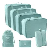 Specializuotas 7 dalių kelioninis daiktų laikymo krepšių rinkinys lagaminams laikyti 7pcs žalia