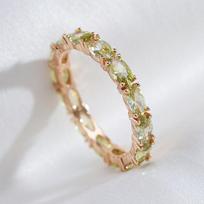 Wbmqda Unique Clear Light Green Natural Zircon Ring For Women 585 Rose Gold Color Fashion Crystal Stone Jewelry Accessories 7