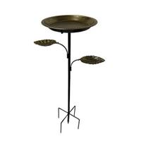 Metal Bird Bath for Outside 5 Pronged Base Birdbath with Stake Vintage Freestanding Feeder Bowl for Garden Patio Yard Lawn žalsvai mėlyna