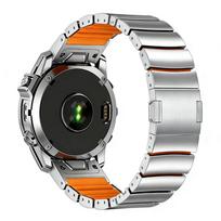 Titano 22mm 26mm Quick Fit dirželis, skirtas Garmin Fenix 8 51mm / 7X Pro / 6X / 5X / 3 Tactix 7 Enduro 3 Instinct 2X Garmin Quatix8 47MM Saulės energija varomas metalinis dirželis 22mm oranžinė/sidabras