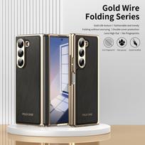 VIETAO for Samsung Galaxy Z Fold 6 Case with Built-in Screen Protector,PU Leather Hard PC Plating Frame Shockproof Z Fold 6 Case For samsung Z fold6 juoda