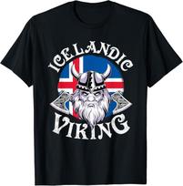 Islandijos Vikingas Juokingas Islandijos Vėliava Nordic Entuziastas Apranga Dovana Unisex Marškinėliai S įvairiaspalvis