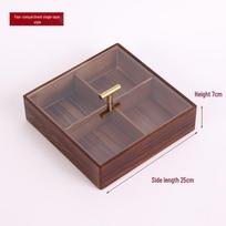 Chinese Style Wooden Compartment Box with Lid - Multipurpose Snack, Candy, and Fruit Tray