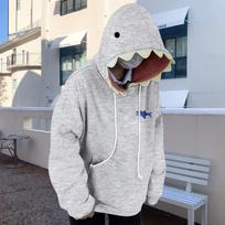 Women's Casual Loose Fit Pullover Hoodie with Shark Design Hood and Front Pocket Long Sleeve Sweatshirt for Everyday Wear M
