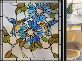 Frosted Stained Glass Window Film, Customized Art Deco Design, Static Cling Door Sticker,Home Decor Foil, Treatment (as the picture,30X30cm)