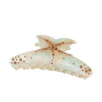 Vintage Rhinestone Shark Clip Elegant Crystal Shell Hair Claw Starfish Acetate Hair Clip  Summer