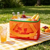 Striped Picnic Tote Bag Insulated Lunch Cooler Bag Portable Handheld Thermal Storage Bag for Outdoor Activities Beach Camping One Size