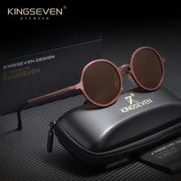KINGSEVEN Populiarūs Retro Saulės Akiniai Klasikinis Apvalus Rėmelis Unisex Poliarizuoti UV400 Akiniai Tinka Lauko Laisvalaikiui Ir Pramogoms ruda