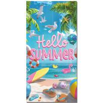 Cartoon Hello Summer Hawaiian Backdrops Beach Style Tropical Design Party Hanging Banner Polyester Photography Backgrounds mėlyna