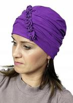 Turban Kalina Z Bambusa Fiolet Podwójna Czapka Także Po Chemioterapii