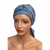 Lininis moteriškas skara Lara Jeans Kvėpuojantis turbanas taip pat po chemoterapijos gray