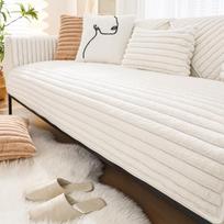 Stripe Faux Rabbit pliušiniai sofos užvalkalai, neslystantys 1 2 3 4 sėdynės L formos pastorintas itin minkštas fotelio sofos užvalkalas Cushion cover30x50cm pilka