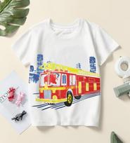 2024 Ocean Shark Boys' Cartoon Round Neck T-Shirt, Short Sleeve, Summer Collection 6 Years - 120cm