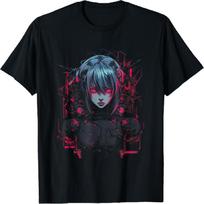 Anime Girl Manga Cyberpunk Vaporwave T-Shirt S juoda