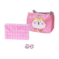 Travel Mini Mahjong Set Mahjong Game Set with Carrying Bag 24mm Mini Mahjong Traditional Entertainment Brain Activities Game rožinė