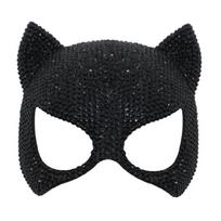 Katės Maskarado Kaukė su Cirkonio Papuošimais Pusės Veido Kaukė Venecijietiška Kaukė Šventės Kaukė Helovinui Cosplay Šventei juoda