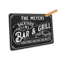 Individualus metalinis ženklas „Bar & Grill“ Lauko BBQ dekoras Terasos menas Atsparus vandeniui balta