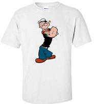 POPEYE  RETRO TV KARIKATŪROS BALTI MARŠKINĖLIAI XL black