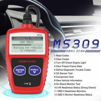 Ms309 OBD2 skaitytuvas Automobilio variklio gedimų kodų skaitytuvas Gedimų nuskaitymo prietaisas OBDII Automatinė diagnostika raudona