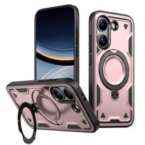 Armor Shockproof Case For Xiaomi Poco X8 Pro Redmi Turbo 5 5G 360° Rotating Magnetic Stand TPU Frame Plastic Phone Cover Fundas Redmi Turbo 5 rožinio aukso spalvos