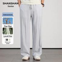 SHANSHAN Men's Lyocell Linen Cool-Touch Straight-Leg Pants L/175