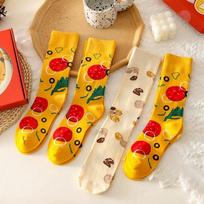 4 Pairs Funny Pizza Socks Box Christmas Socks For Women Men Couples Soft Cotton Winter Warm Socks Christmas Gifts 4pairs