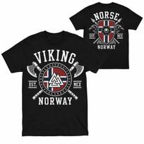 Norvegija Vikingas Valhalla Vėliava Nordic Marškinėliai 180 GSM | Klasikinio kirpimo | 100% Medvilnė M