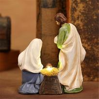 Friendly Resin Nativity Set LED Light Holy Family Three Persons Christmas Decoration for Indoor Festival Ambiances HX6C China Mainland