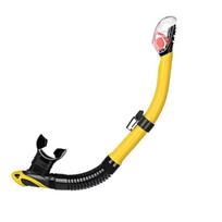 Dry Snorkel for Adults | Silicone Breathing Tube with Dry Top Valve, Snorkeling Gear, Swim Training Equipment (Blue/Black)
