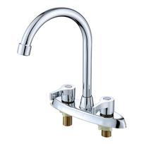 Brass Double Hole Handle Kitchen Faucet Sturdy Structure Spool Type