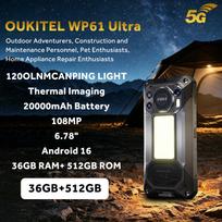 OUKITEL WP61 Ultra 5G Lauko išmanusis telefonas Android 16-20000mAh Patogus 36GB+512GB, 6.8  120Hz, 108MP+8MP Naktinis matymas, Termovizorius/IP68/Dvi SIM 5G/NFC/GPS juoda
